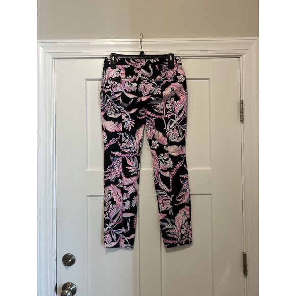 Lilly Pulitzer Kelly Ankle Pant Onyx Wild One Floral Size 2 Preppy Beach Resort - Picture 5 of 5